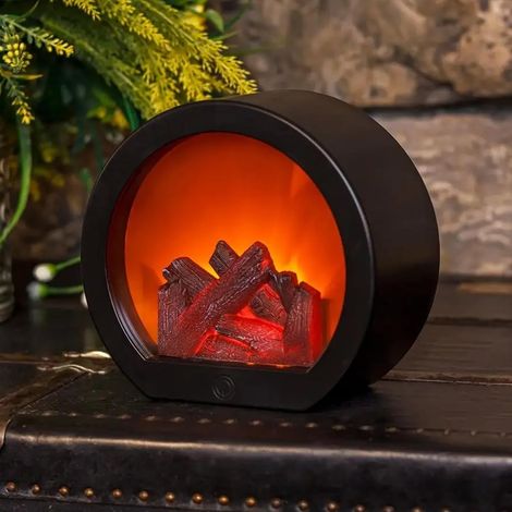 Cheminée Électrique, Cheminée Décorative, Cheminées À LED, Lampe De Cheminées avec Effet Flamme, Lanterne De Cheminée pour Intérieur Et Extérieur, Salon, Terrasse, Chambre, Alimentation USB Et Piles (1/5)