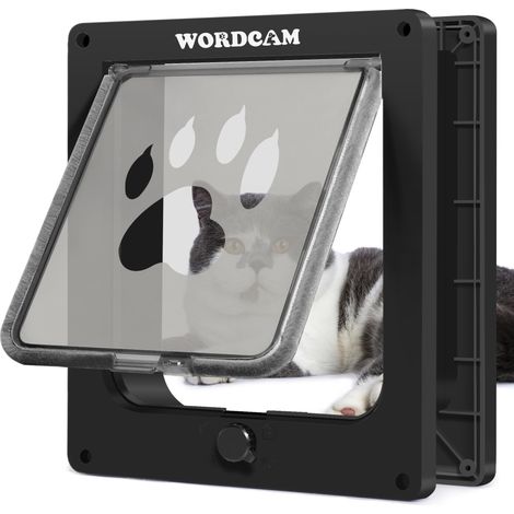 Chatière à 4 Positions pour Chat et Chien Porte Escamotable pour Animaux de Compagnie avec Fermeture Magnétique pour Portes Intérieures et Extérieures, Jusqu'à 11 kg (1/5)