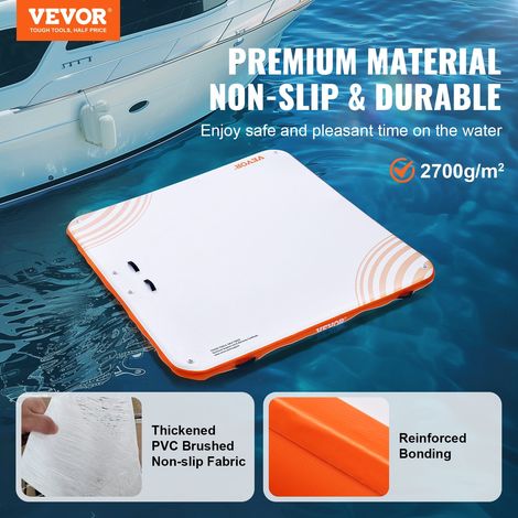 Quai flottant gonflable, 2,13 x 2,13 m, plate-forme de quai gonflable tapis de quai flottant antidérapant avec sac de transport portable échelle amovible, radeau d'île pour piscine, plage, océan (1/5)