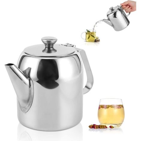 Teekanne und Wasserkrug aus Edelstahl zur Zubereitung und zum Servieren von Milchteegetränken (32 oz) (1/4)