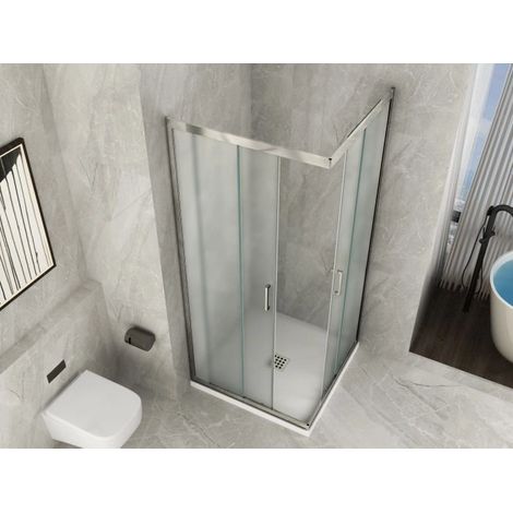 Box Doccia Opaco 6MM Apertura Angolare Doppio Scorrevole H190 70 x 80 x h190 cm (1/5)