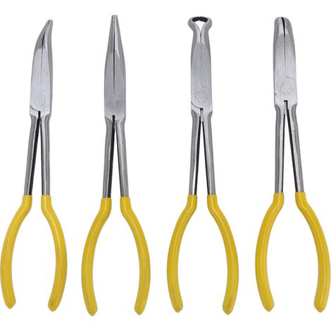 Jeu de 4 pinces longues Toivize 11 pouces acier carbone bec droit 25° 90° type O ergonomique pour réparation auto moto (1/5)