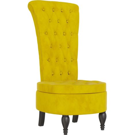 Silla con respaldo alto y respaldo de terciopelo amarillo con la leyenda DEC026248 (1/5)