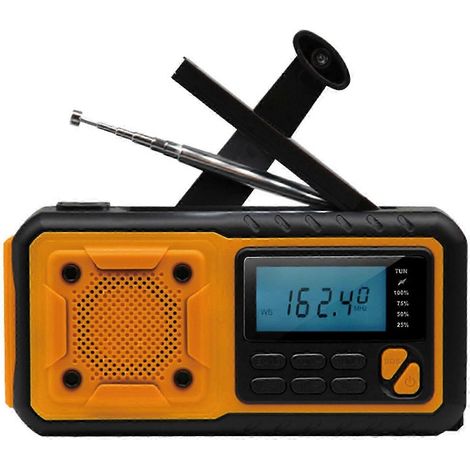 Filiyano – lampe torche à manivelle – Radio-lampe torche à manivelle pour situations d'urgence, radio portable solaire avec chargeur de téléphone (1/5)