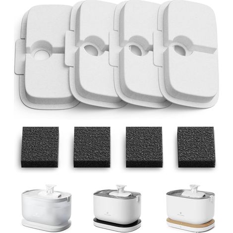 Filtre Fontaine A Eau Chat - Filtration Verticale Multicouche - Compatible Dockstream PLWF005 PLWF115 PLWF105 - 4 Pièces