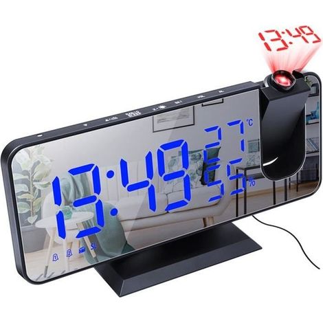 SURENHAP - Radio de projecteur de réveil numérique à LED, réveil à miroir réglable - Rithok -sd5g96s (1/3)