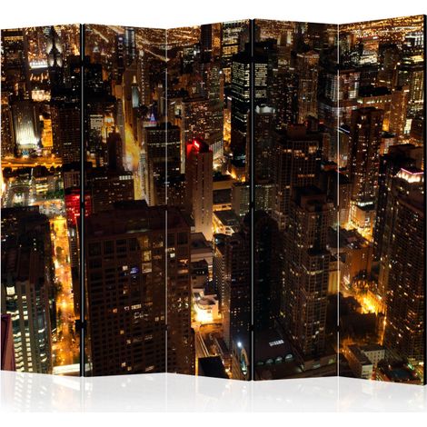Paravent 5 Volets "City By Night Chicago USA" 172x225cm (1/2)