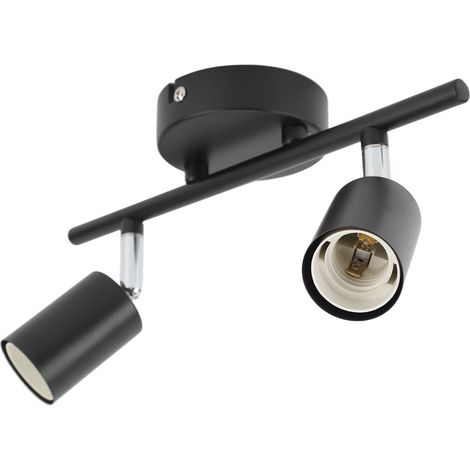 Support de luminaire encastré pour rail de plafond, douille rotative et réglable pour ampoules LED E27, 2 lampes