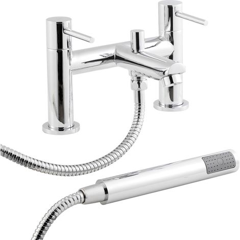 Balterley Bradnop Round Deck Mounted Bath Shower Mixer Tap with Shower Kit - Chrome