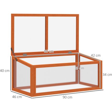 Planter précoce (serre de serre) avec recouvrement : résistant à la météo, bois & polycarbonate, orange (90x46x40cm) (1/5)
