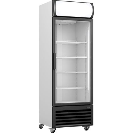 Réfrigérateur vitrine LED 335L 1 porte 4 étagères réglables contrôle numérique dégivrage auto - Saro
