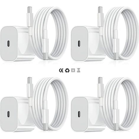 2er-Pack iPhone-kompatible Ladegeräte – Schnellladegerät – Adapter + Kabel 20 W Weiß Einheitsgröße Kompatibel mit iPhone (NT) (1/5)