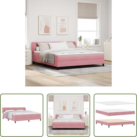 Samtbett - Boxspringbett mit Matratze mit Kopfteil Rosa 180 x 200 cm Samt (1/5)