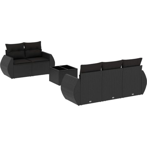 Maison Exclusive - Set Divano da Giardino 6 pz con Cuscini Nero in Polyrattan