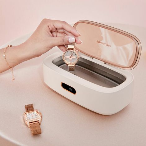 Nettoyeur à ultrasons [300ml], appareil de nettoyage à ultrasons 45000Hz, avec 4 réglages de temps pour nettoyer bijoux, montres, lunettes, outils et prothèses dentaires, etc. (Blanc) (1/5)
