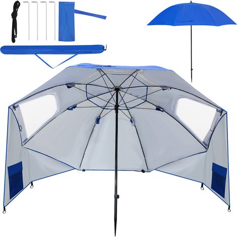 Randaco Ombrellone da spiaggia e giardino 2 in 1 UV50+, altezza 210 cm, diametro 220 cm, resistente a vento e pioggia, per 2–4 persone