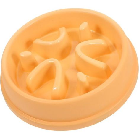 Gamelle lente pour chien - Design lisse - Prévient la suralimentation - Pour grandes races - Jaune (1/5)