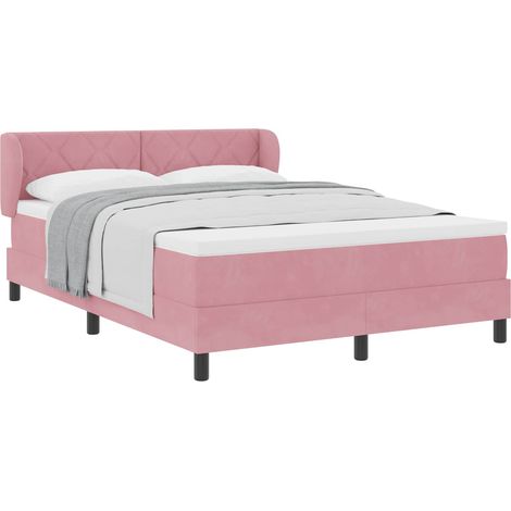 Maison Exclusive - Lit à ressorts avec tête de lit Rose 160 x 200 cm Velours (1/5)