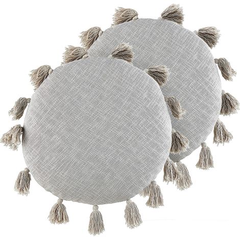 Dekokissen 2er Set MADIA Baumwolle 45 x 45 cm Grau Ohne Muster