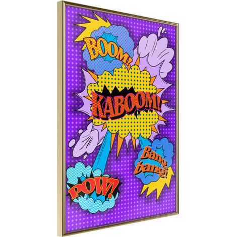 Affiche Murale Encadrée "Kaboom Boom Pow" 30 x 42 cm Or