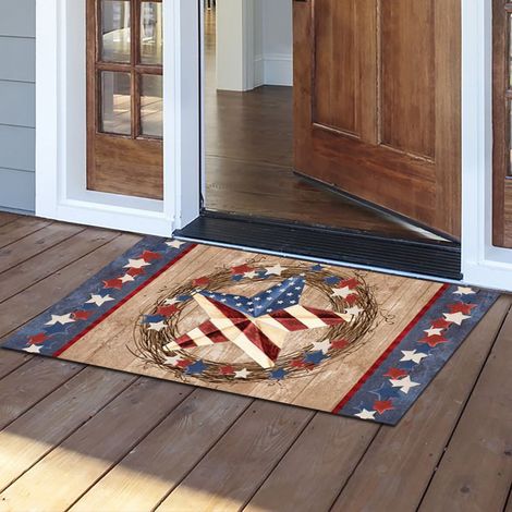 Tapis De Sol - Tapis D'Entrée Non Glissant En Polyester Et Caoutchouc Recyclé - Pour Décoration Du 4 Juillet - 45 X 75 Cm - 1 Pièce (1/3)