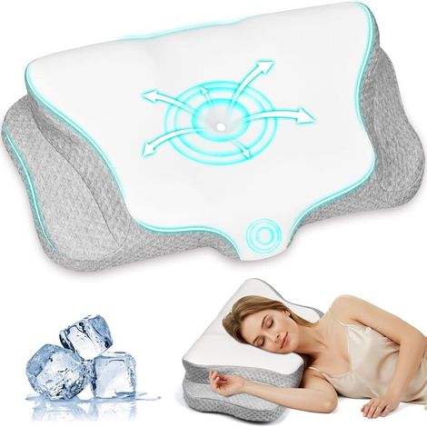 Ergonomic memory foam pillow for side, back and stomach sleepers (white)