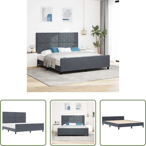 Samtbett - Boxspringbett mit Kopfteil Dunkelgrau 180 x 200 cm Samt (1/5)