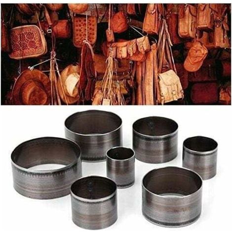 Ensemble d'emporte-pièces pour cuir - 7 pièces - Diamètres 20-50 mm - Acier japonais - Lame incisive (1/4)