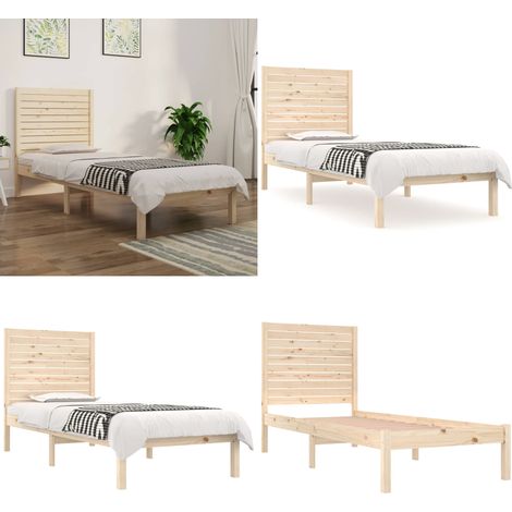 Cadre de lit sans matelas 75x190 cm bois massif - Cadre De Lit - Lit Simple - Lit En Bois - Bois Massif - Tête De Lit - Home & Living (1/5)