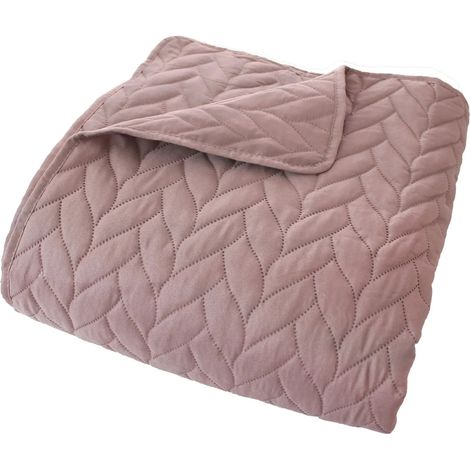 Couvre-lit en microfibre effet tresse 240 x 220 cm Rose