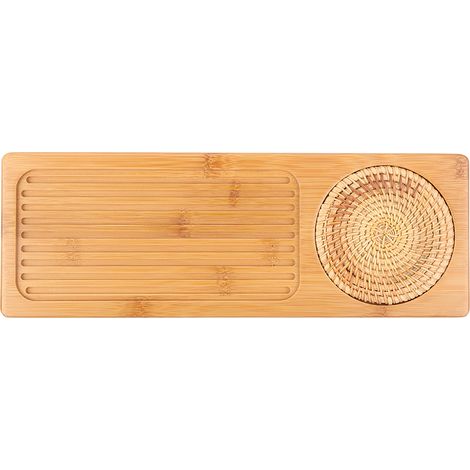 Portable Rectangular Shape Bamboo Tea Tray Storage Kung Fu Tea Teapot Serving Board