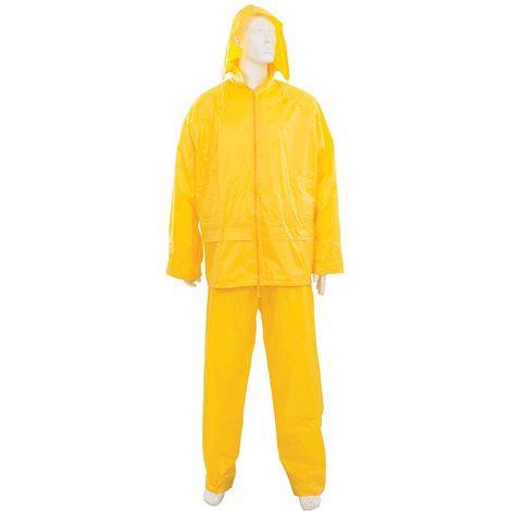 Tuta da pioggia giallo con cappuccio tasche e cerniera Silverline 2 pezzi-M (1/3)