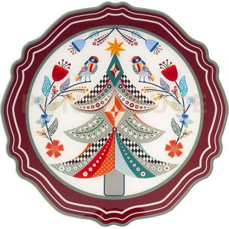 SET 2 SOTTOPIATTI NATALIZI IN CRISTALLO ACRILICO DECORATO DISEGNO ALBERO
