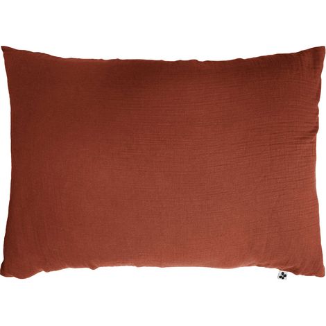 Taie d'oreiller double gaze de coton orange terracotta 60x60 cm