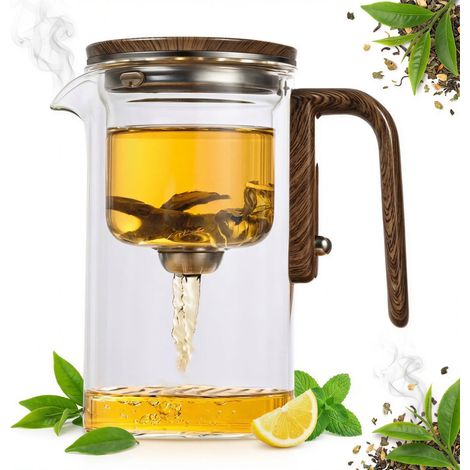 CARAFFA IN VETRO DA 750 ML CON INFUSORE A GRILLETTO MAGNETICO PER CAFFÈ E TÈ (1/5)