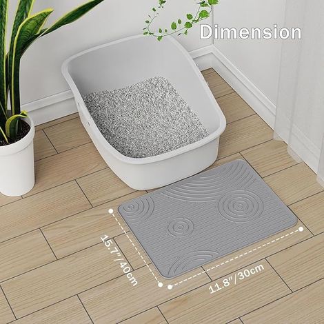 Silicone Cat Litter Mat, 40 x 30 cm, Grey, Small (1/4)