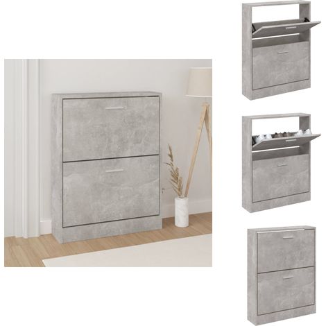 Schuhschrank Betongrau 59x17x81 cm Holzwerkstoff - Schuhschrank - Holzwerkstoff - Schuhregal - Garderobe - Einbauschrank (1/5)