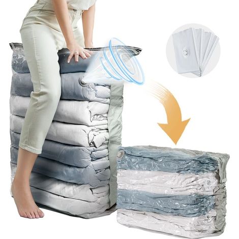Sac sous Vide Vetement aspirateur Cube Lot de 4 (80×100×38 cm) Housse de Rangement sous Vide Gain de Place Sac de Rangement sous Vide pour Vêtements, Couettes, Oreillers (1/5)