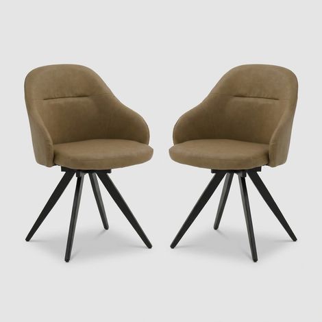 2er Set gepolsterte Esszimmerstühle aus Kunstleder Zoe - Braun (1/5)