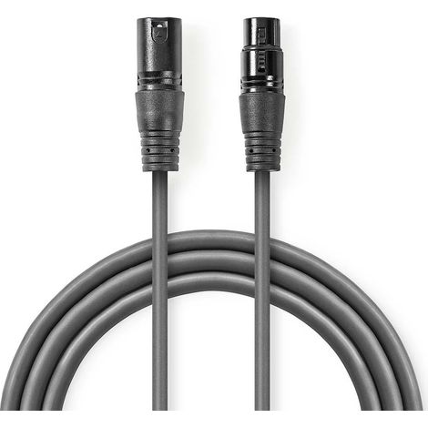 Cable adaptador dmx xlr macho de 3 pines xlr hembra de 3 pines niquelado 300 metros redondo pvc gris oscuro funda de carton