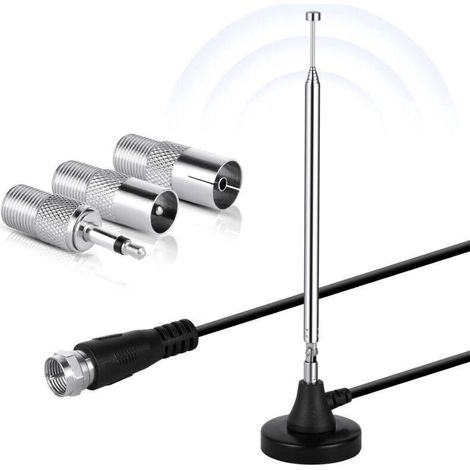 Antena de radio DAB de interior de 3 metros para sistemas de alta fidelidad: antena FM telescópica con base magnética para amplificadores estéreo y sistemas de cine en casa.
