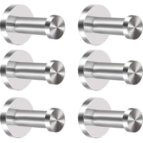 Ecleanfy - Lot de 6 crochets en acier inoxydable pour manteaux, crochets muraux pour porte serviettes en chrome (1/5)