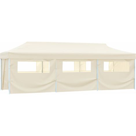 Tente de réception pliable - Tonnelle de jardin - Barnum avec 8 parois 3x9 m Blanc cassé fr11178 - Maison La Vie (1/5)