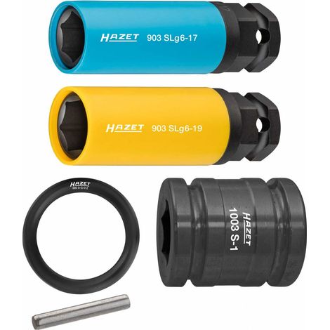 Schlag-, Maschinenschrauber Steckschlüsseleinsatz Satz 903SLG6/5 ∙ 1/2 Zoll (12,5 mm) Vierkant hohl, 24 mm Außen-Sechskant ∙ Außen Sechskant-Tractionsprofil ∙ 5-teilig ∙ 17 ∙ 19 (1/5)