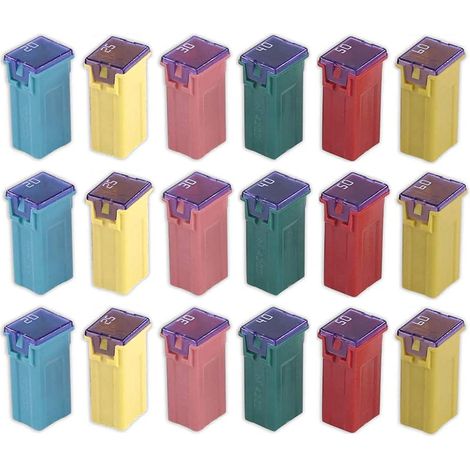 18 pièces 12V-24V Kit de Fusibles d'assortiment en Forme de Boîte Jcase pour Automobile (20A/25A/30A/40A/50A/60A, Chacun 3 pièces) Compatible pour Les Camionnettes, Les Voitures (1/5)