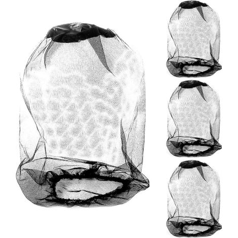 Lot de 4 moustiquaires de tête en nylon, protection optimale contre les moustiques, mailles fines, idéales pour les activités de plein air et la randonnée. (1/5)
