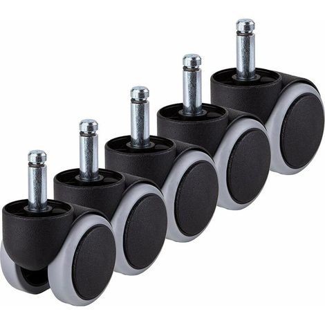 Green Mobility-(Pack de 5 articles) 50 mm Roue en caoutchouc Chaise de bureau pivotant à roulettes de remplacement double Roulettes meubles Appliance et équipements de pas de rayures(M11) (1/5)