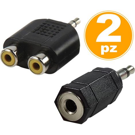 Trade Shop - Adaptador Audio Jack A 2 Jack Hembra Rca + Jack Macho A Coax Hembra -