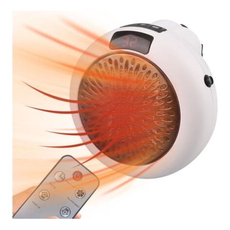 Radiateur Soufflant Mural, Mini Chauffage Electrique avec télécommande, Radiateur Soufflant Salle de Bain Mural, 400W Chauffage Electrique Economique pour Bain, Chambre, Maison (1/4)