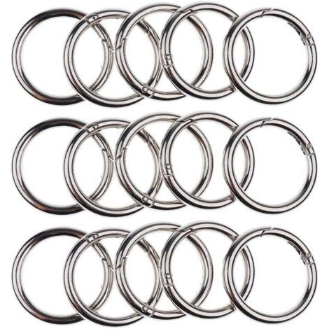 Taschenkarabinerhaken, 30 Stück runde Karabinerhaken, Mini-Federring-Rundkarabinerhaken 20 mm Schlüsselanhänger-Hakenclips (1/5)